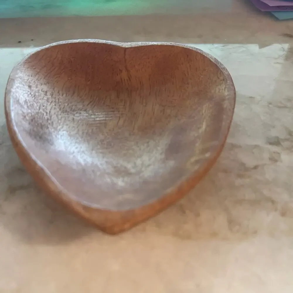 Heart-Shaped Wooden Bowl